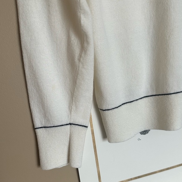 THEORY LASSEN CREW RENOWNED cotton wool sweater jumper off white sz Sm - Picture 5 of 7